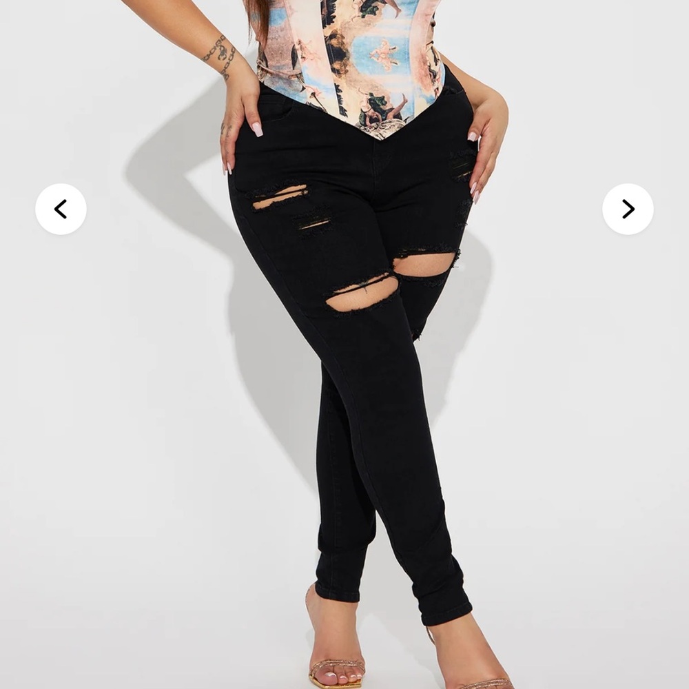 Fashion Nova Black Ripped Ankle Pants